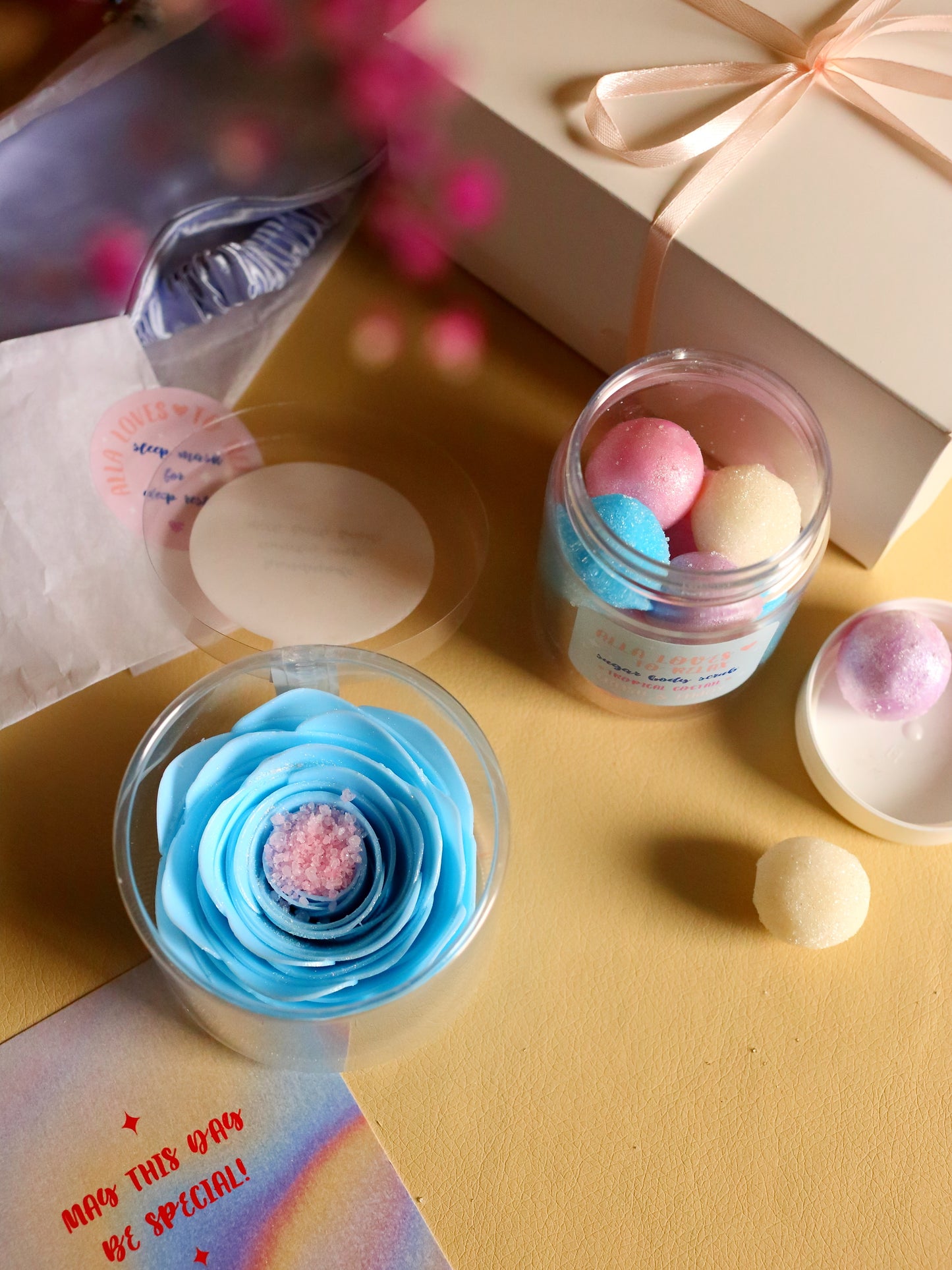 Gift Set: Rose-shaped ASMR Soap & Sugar Scrub